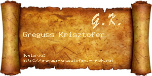 Greguss Krisztofer névjegykártya